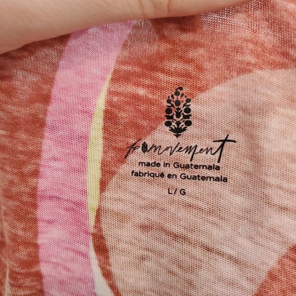 Free People Movement Shirt Large Multicolor Abstract Swirl V Neck Long Sleeve - Picture 3 of 9